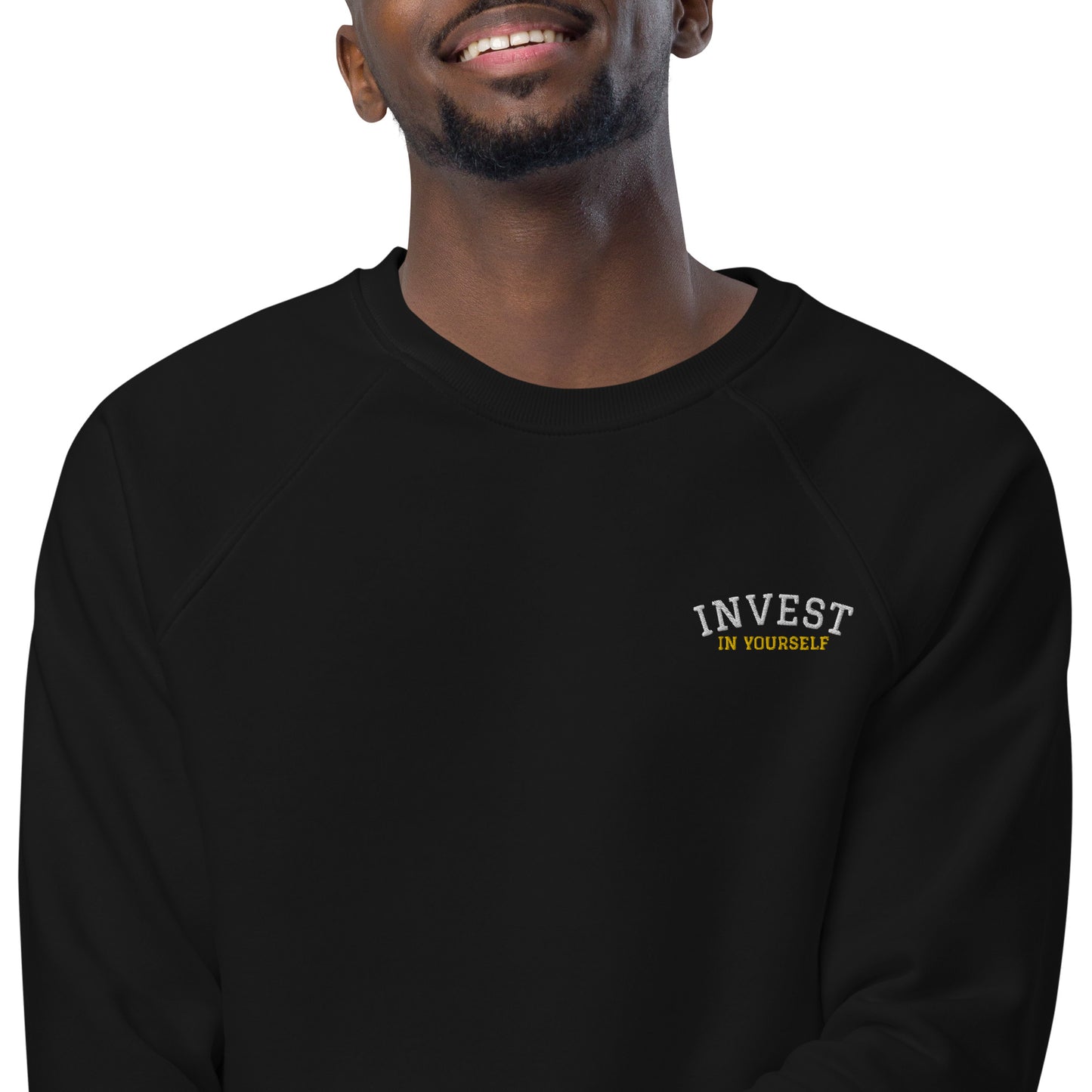 INVEST IN YOURSELF - Unisex organic raglan sweatshirt