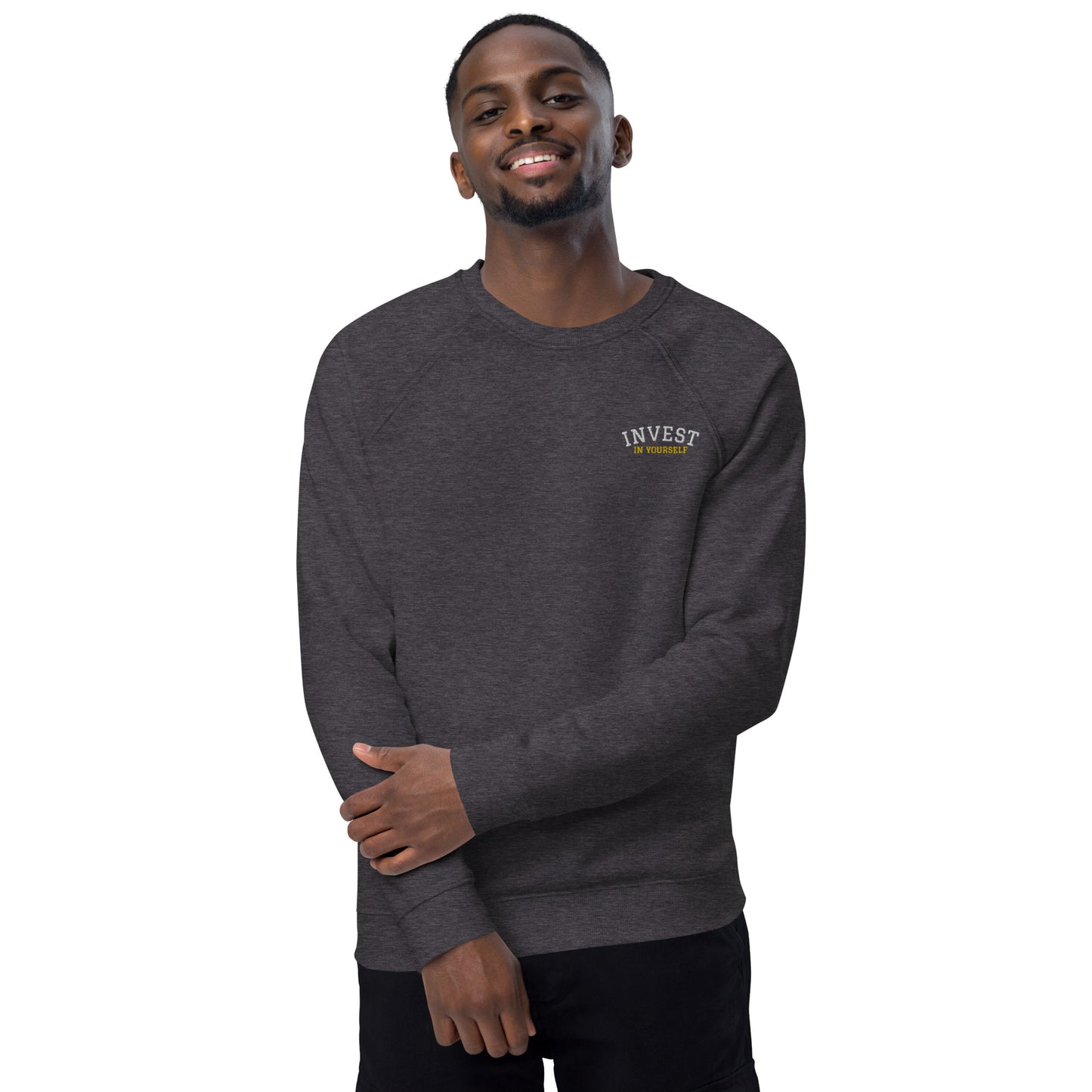 INVEST IN YOURSELF - Unisex organic raglan sweatshirt